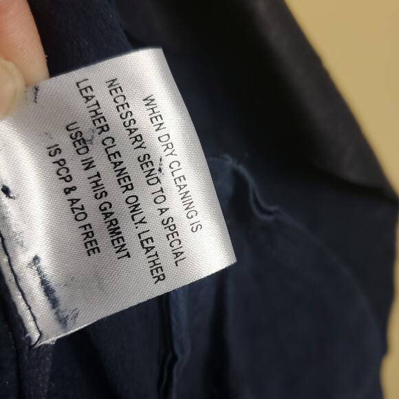 Cigno Nero Blue Leather Moto Jacket Size 36 - Picture 11 of 12